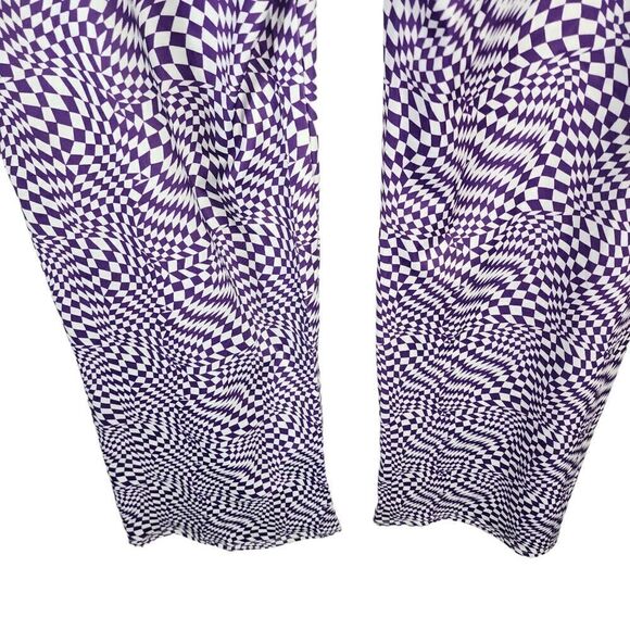 SHEIN Purple Op Art Groovy Bell Bottoms Flared High Waist Pants - Picture 7 of 11